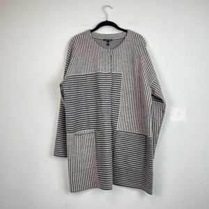 🐏Eileen Fisher Contrasting Stripes Wool Duster